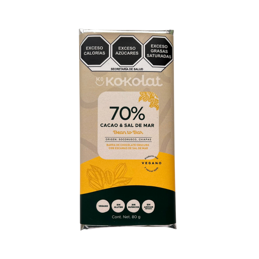 Barra de Chocolate 70% Cacao & Sal de Mar