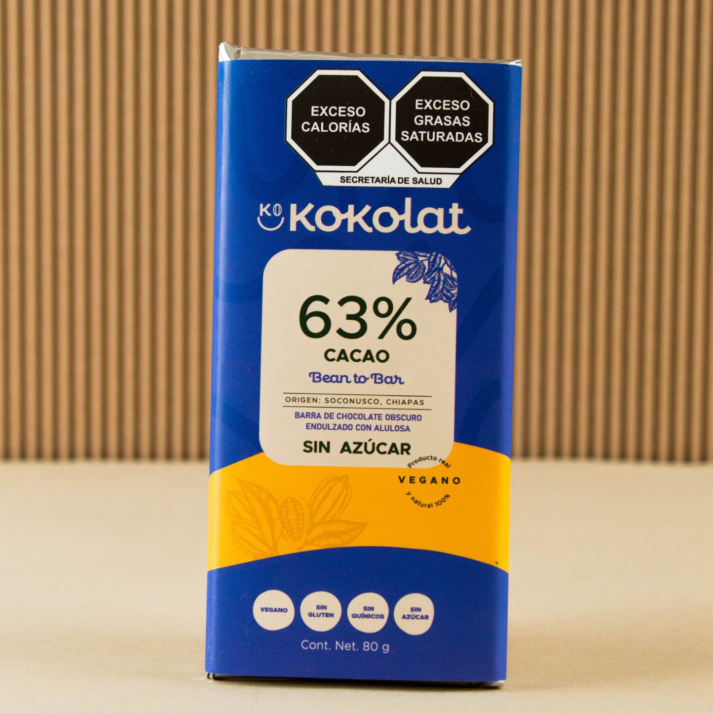 Chocolate 63% Cacao Sin Azúcar