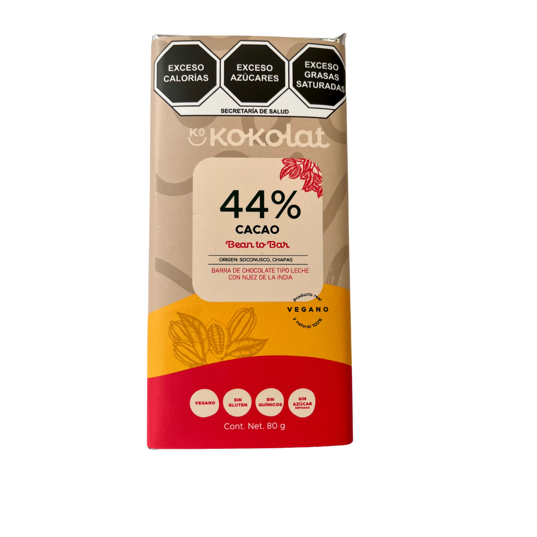 Barra de Chocolate Vegano 44% Cacao Tipo leche