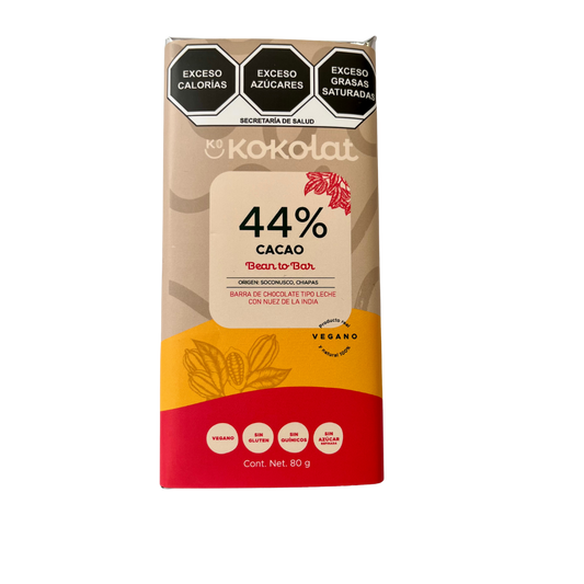 Barra de Chocolate Vegano 44% Cacao Tipo leche