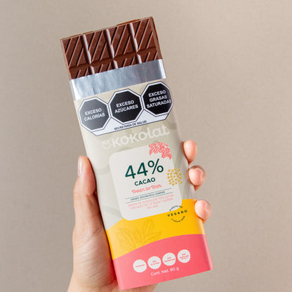 Chocolate 44% Cacao tipo leche con Quinoa Inflada